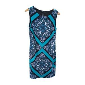 INC International Concepts Womens Size 10 Shift Dress Blue Paisley Geometric